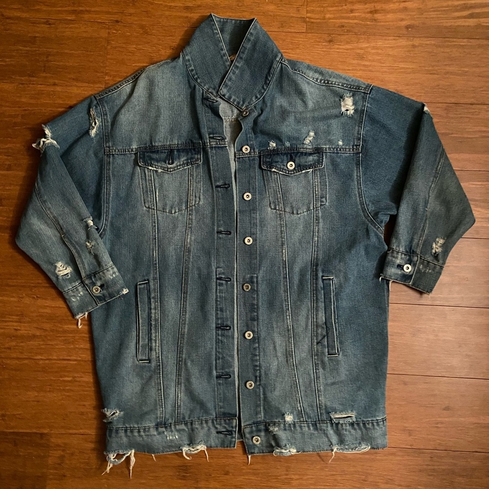 Distressed denim jacket